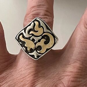 John Hardy Dayak Ring Sterling Silver 22k Gold size 7 1/2